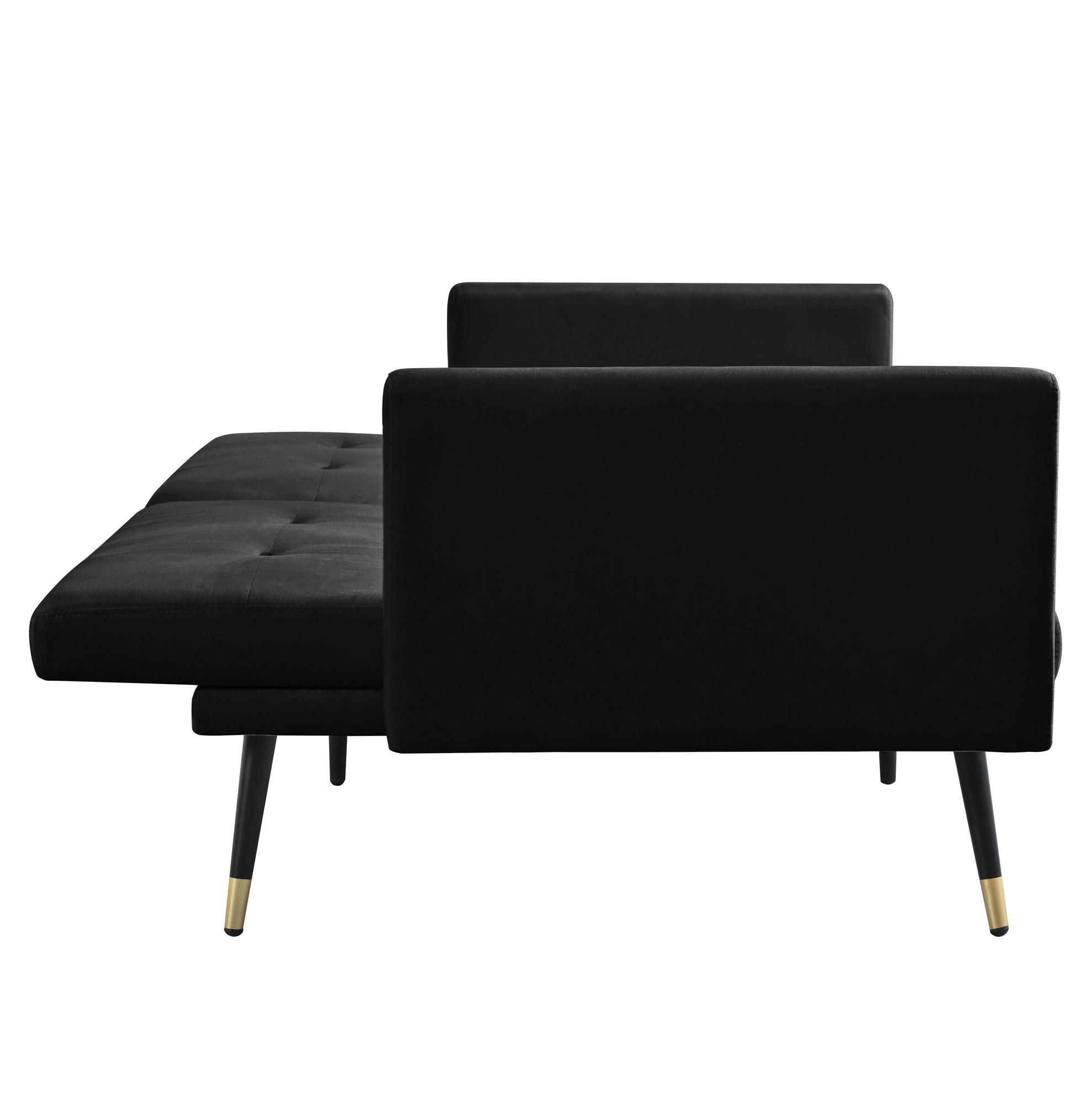 SCHLAFSOFA aus Samt mit 5-fach verstellbaren Rückenlehnen Schwarz - Schwarz, Textil (89/70/164cm) - Modenvie