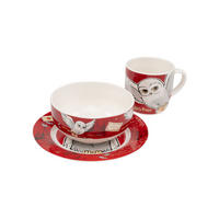 FRÜHSTÜCKSSET Harry Potter Hedwig Eule Rot 3-teilig - Rot, Keramik (23.8/11.2/23.3cm) - United Labels