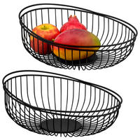 OBSTKORB 2er Set, rund, aus schwarzem Metall - Schwarz, Metall (11.5cm) - eluno
