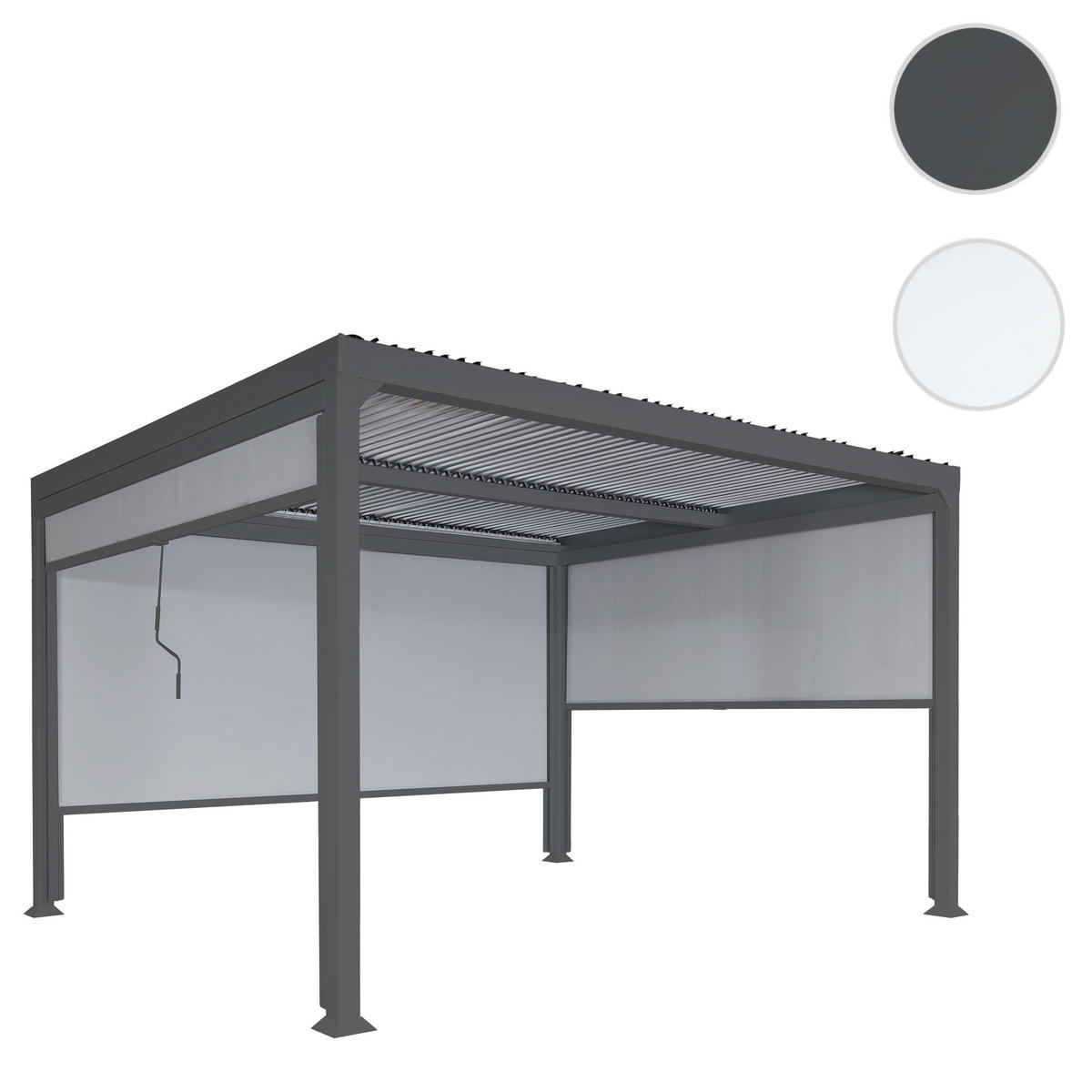ALU PERGOLA MIT SEITENWAND Anthrazit - Anthrazit, Metall (368/224/306cm) - MCW