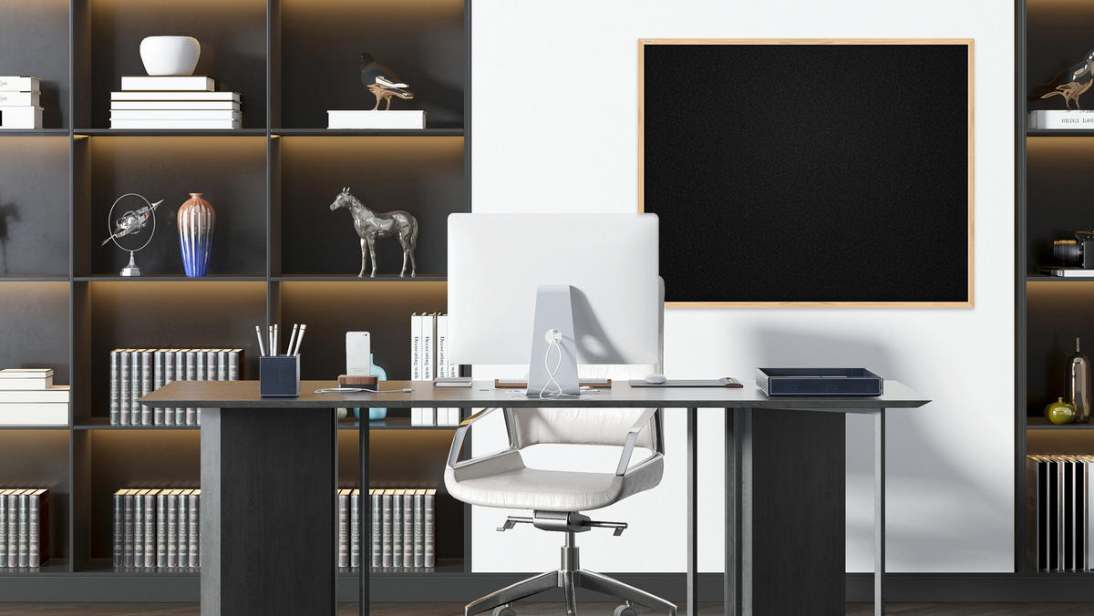 SCHWARZ Pinnwand mit Holz Rahmen 120x90cm - Schwarz, Holz (120/90/1.5cm) - ALLboards