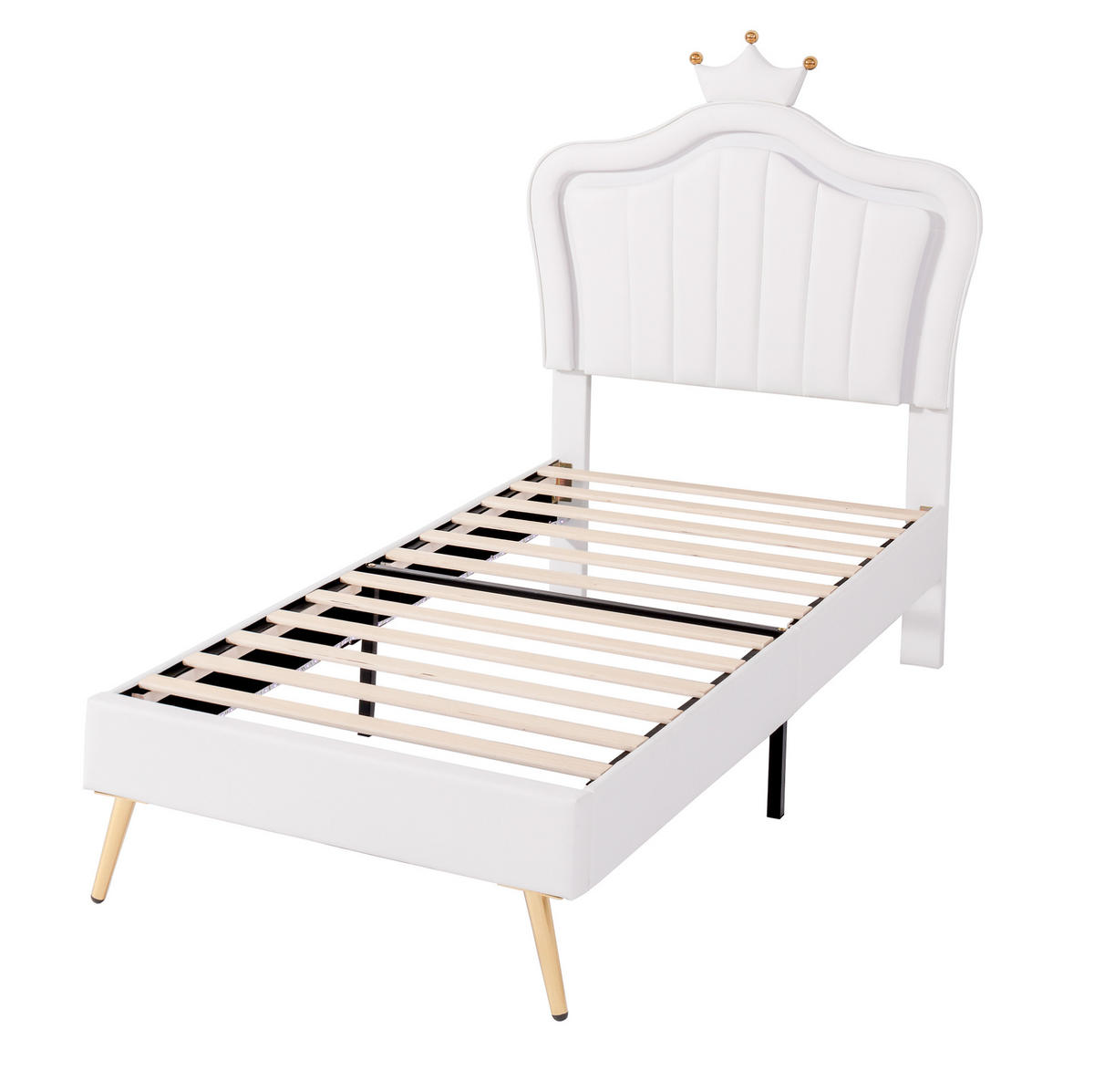 KINDERBETT Polsterbett 90/200 cm aus Kunstleder mit LED-Beleuchtung und Muschel-Kopfteil Weiß - Weiß, Textil (90/200cm) - Modenvie