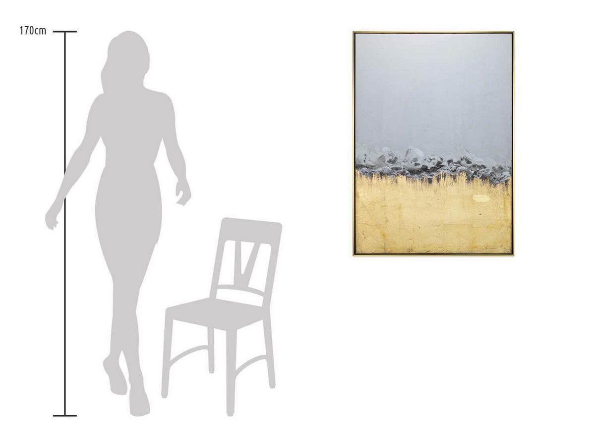 ACRYLBILD HANDGEMALT Beige 78/103 cm - Beige/Goldfarben, Textil (77.5/102.5cm) - KUNSTLOFT
