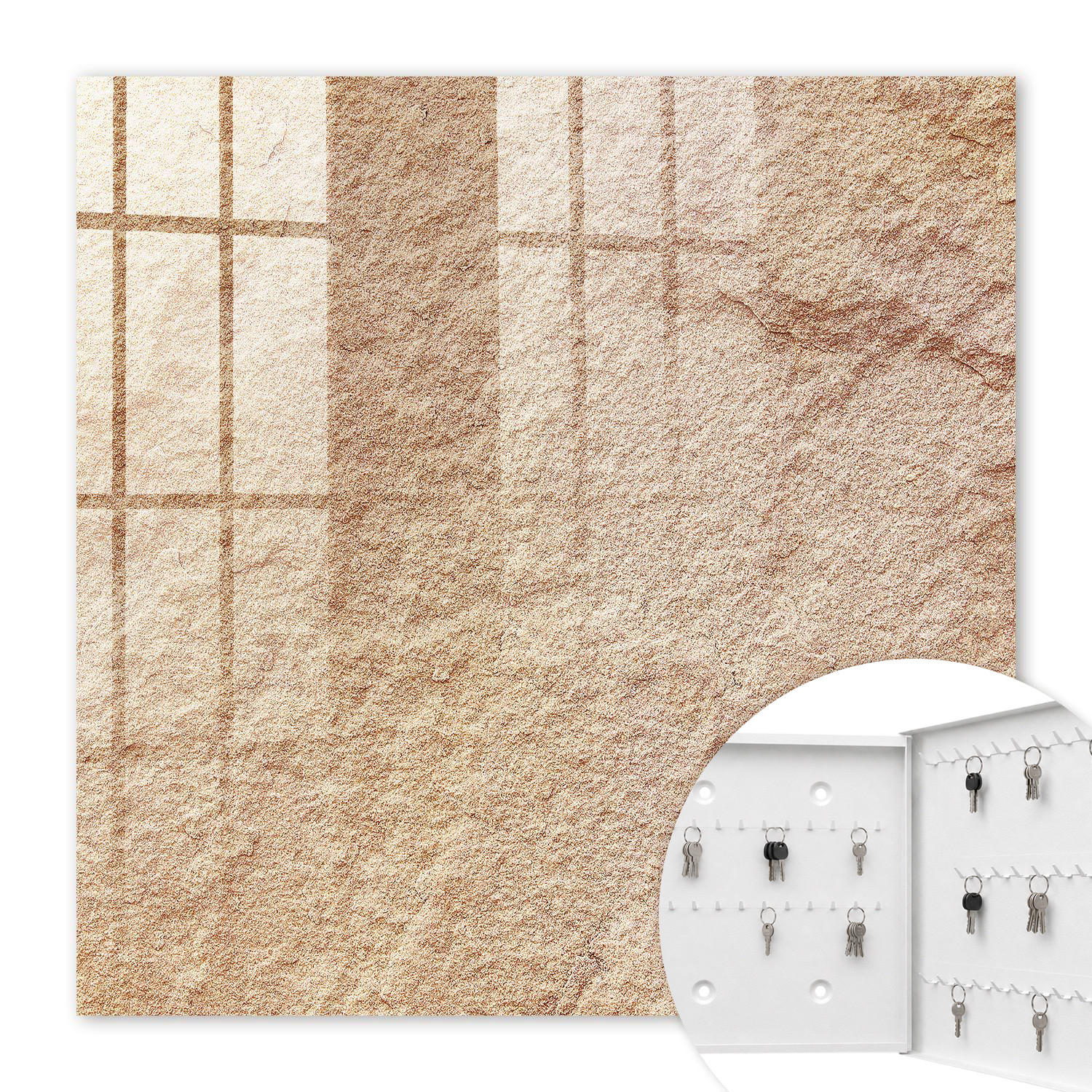 SCHLÜSSELBOX Weiß 30x30 cm – Türöffnung nach rechts - Sandmuster - Beige, Metall (30/30/5cm) - TULUP