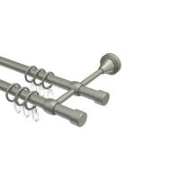 GARDINENSTANGE Primus Lucan 280 cm (geteilt in 2 x 140 cm), 2-läufig, 16 mm Ø Chrom matt - Chromfarben/Nickelfarben, Metall (280cm) - INTERDECO