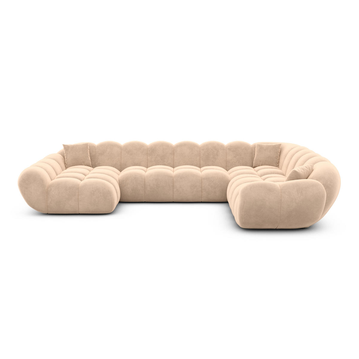 WOHNLANDSCHAFT Liva Beige Samtstoff U-Form XXL Links - Beige, Textil (323/70/258cm) - VAROYAL
