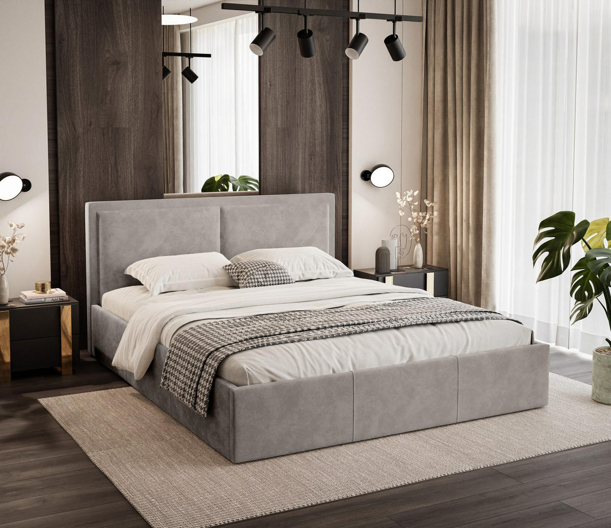 POLSTERBETT aus Polyester Osterne II 180x200 cm, Hellgrau - Hellgrau, Textil (180/200cm) - Fedve