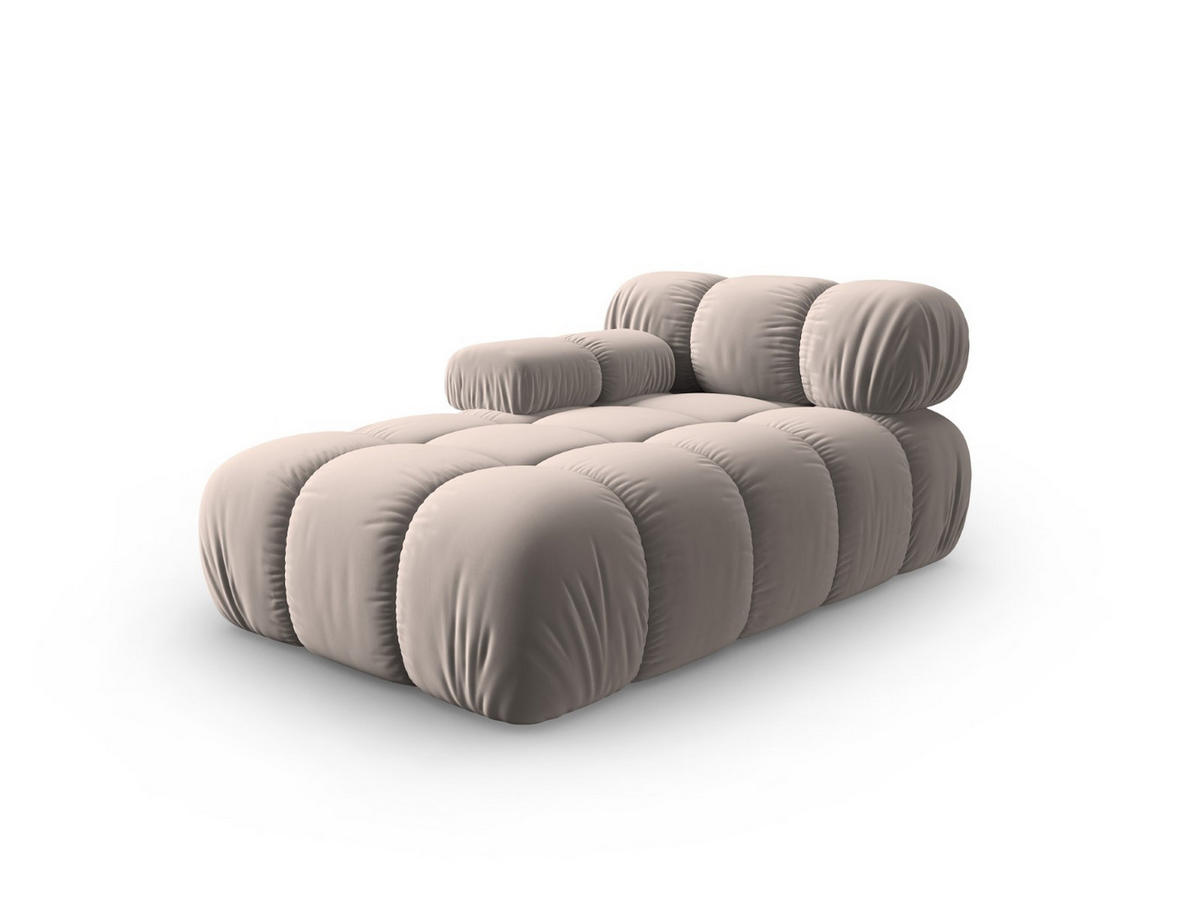 CHAISELONGUE links Bellis aus Samt beige - Beige, Textil (97/62/157cm) - Micadoni