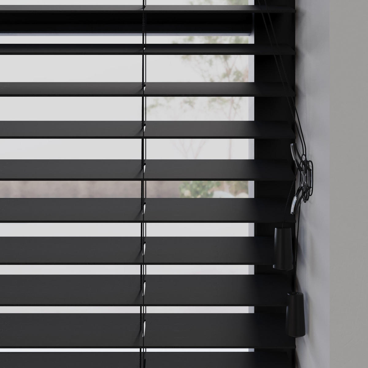 HOLZJALOUSIEN Cocoon Schwarz - Schwarz, Holz (160/175cm) - Cocoon Home Concepts