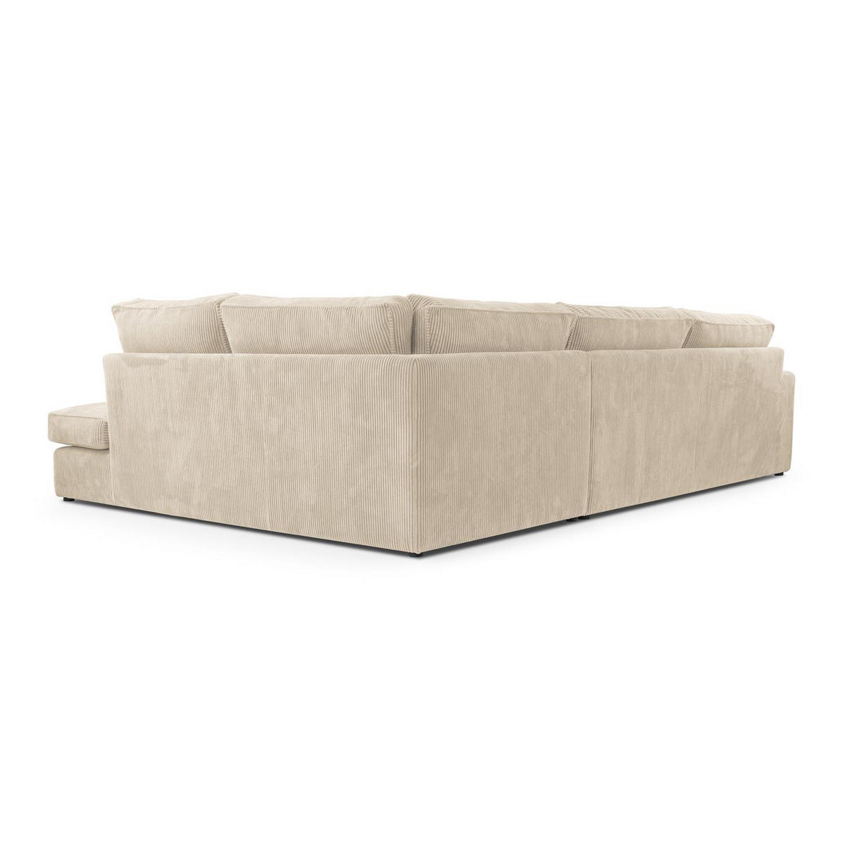 ROHOVÁ pohovka Parma bez funkce spaní, manšestrová látka, krémová, pravá - černá/béžová, textil (314/224cm) - Beautysofa