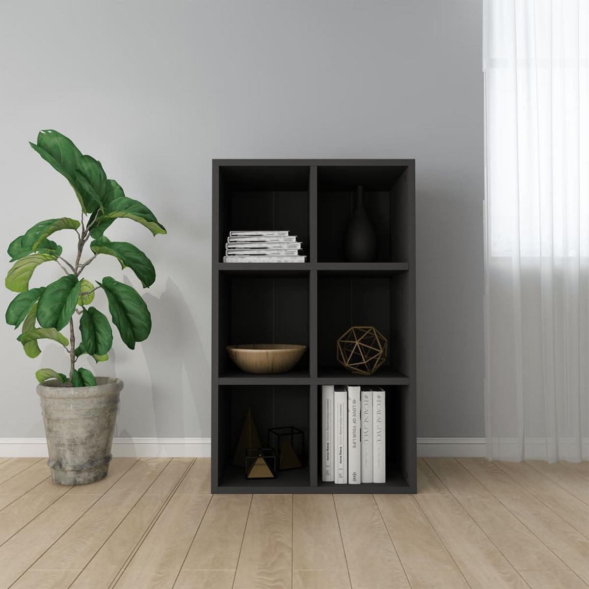 SIDEBOARD mit 6 Fächern 66/30/98 cm aus Holzwerkstoff Schwarz - Schwarz, Holz (66/98/30cm) - vidaXL