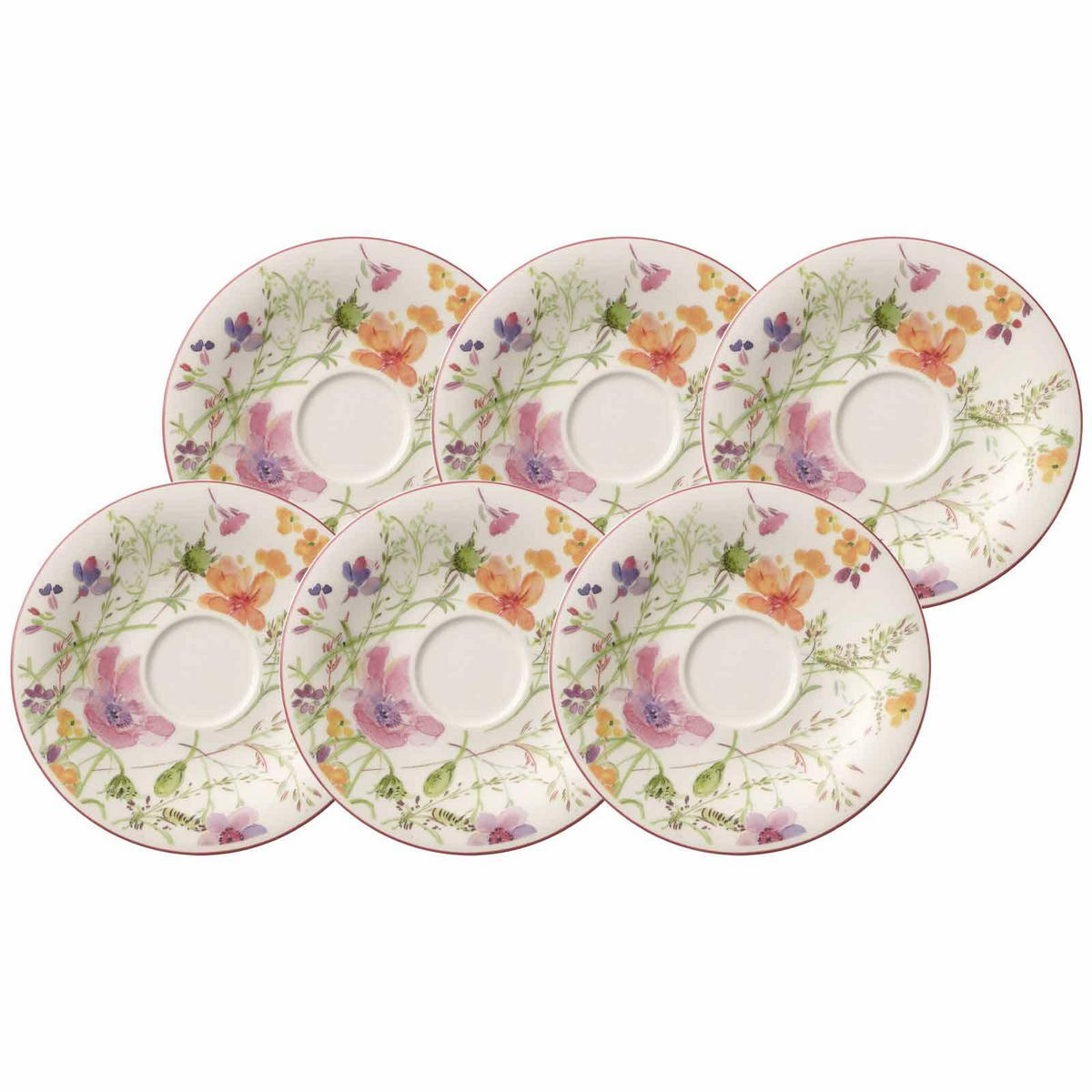 KAFFEE UNTERTASSE Mariefleur Basic bunt ø 16 cm 6er Set - Multicolor, Keramik (16cm) - Villeroy & Boch