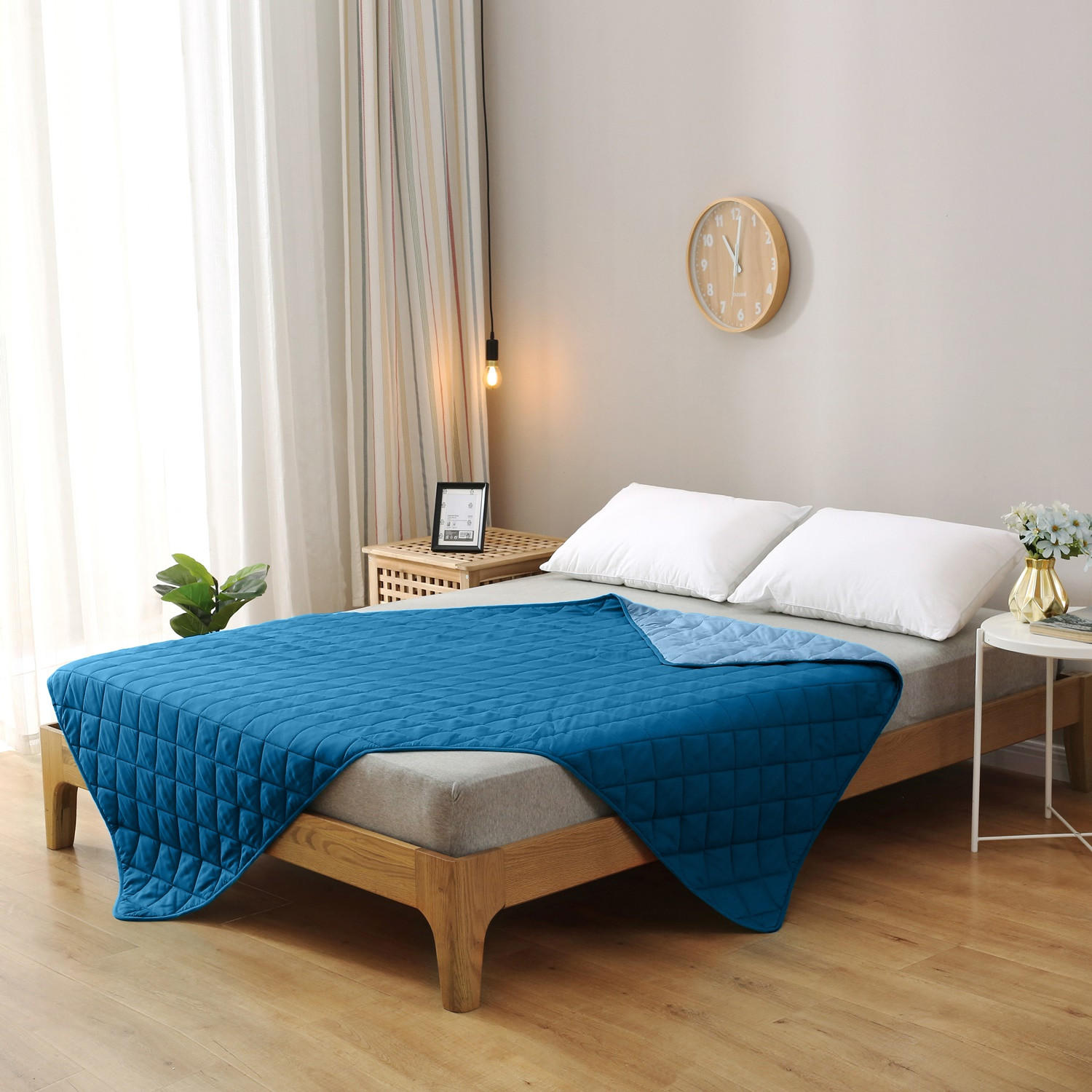 SOMMERBETT Camping blau 135/200 cm Steppbett im Wende-Design Duo-Color - Blau, Textil (135/200cm) - wometo