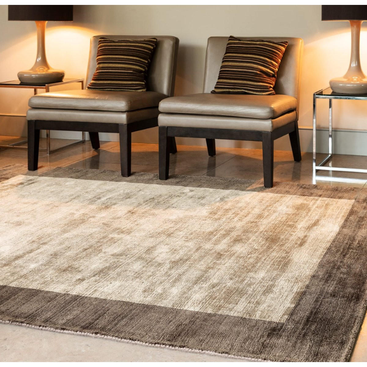 TEPPICH Einfarbiger handgefertigter mit Kanten LAME Braun 150 x 150 cm - Braun, Textil (150/150cm) - Novatrend