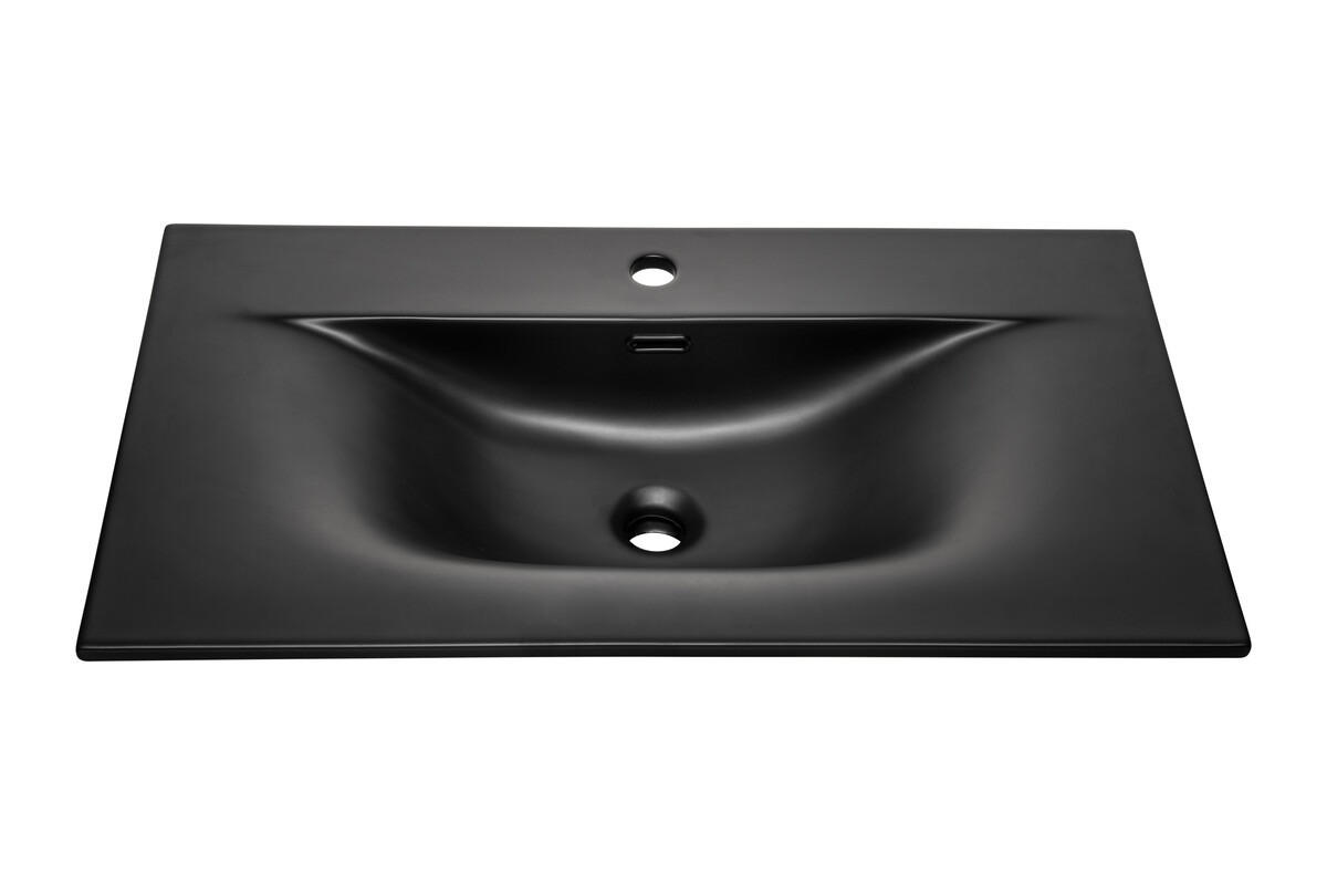 WASCHTISCHKOMBI 80cm 2 Teile - Ocean Black O BM452 in Schwarz / Geölter Eiche - Schwarz, Holz/Keramik (80/57/46cm)