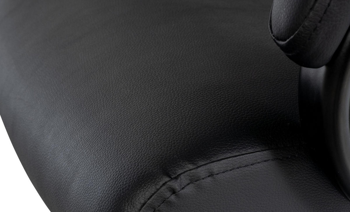 DREHSTUHL Lederlook Schwarz/Schwarz - Chromfarben/Schwarz, Textil/Metall (61/119/78cm) - CLP