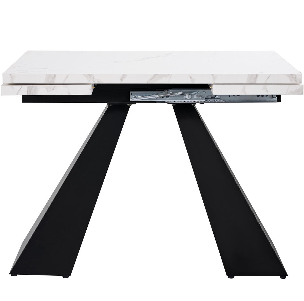 JEDÁLENSKÝ stôl 99-159/74 cm biela/čierna MDF a kov, rozkladací - biela, kompozitné drevo (159/74/77cm) - BEAOK