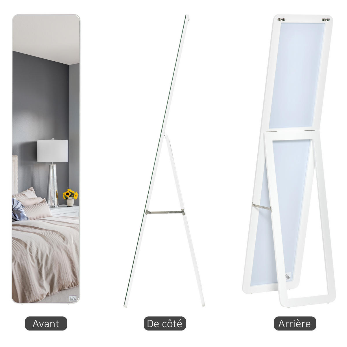 STANDSPIEGEL DE-17913 rechteckig mit Wandmontage Weiß - Weiß, Holzwerkstoff (37/156/43cm) - ComfortXL