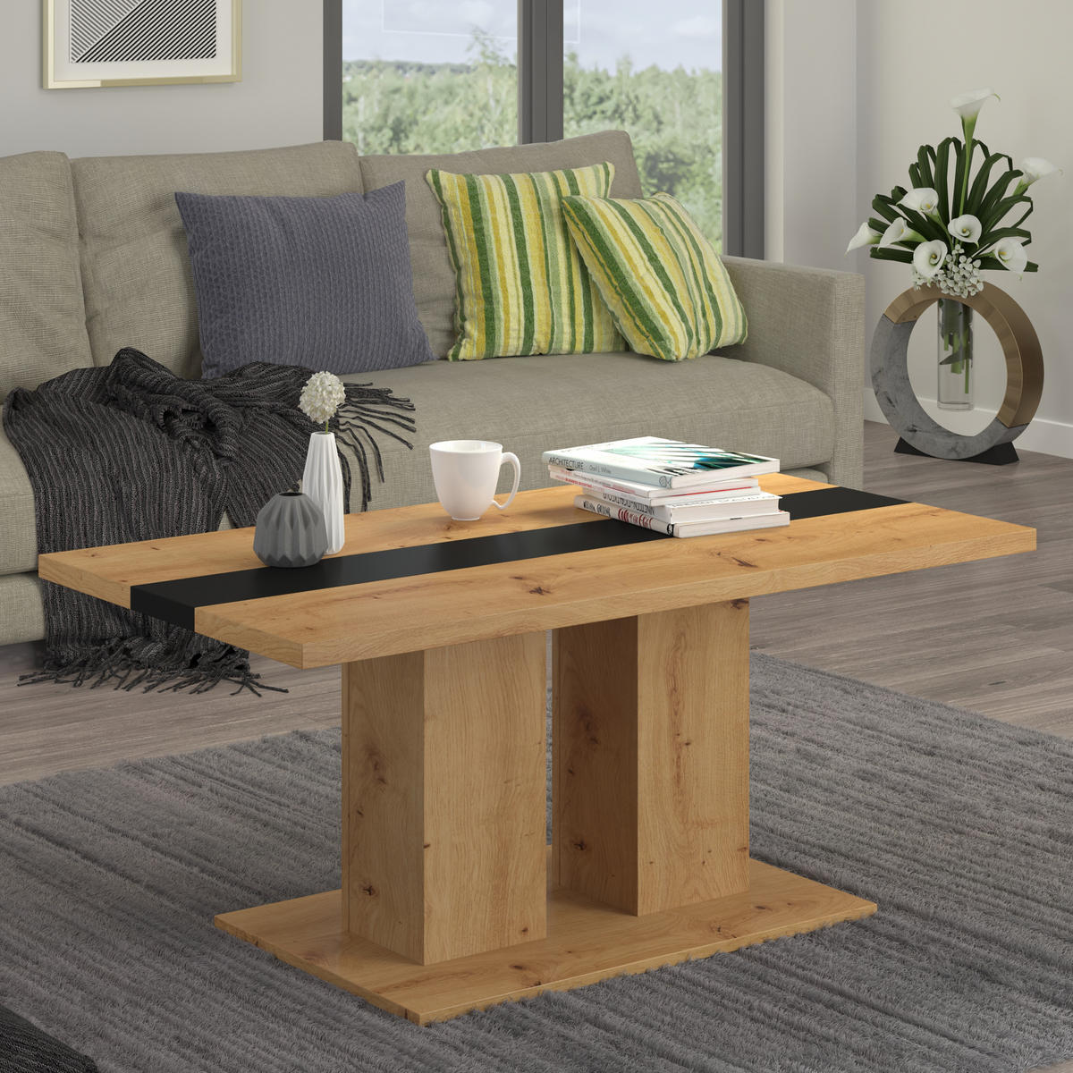 COUCHTISCH CASTELLA 110/52,7/60 cm Eiche Artisan - Eiche Artisan, Holzwerkstoff (60/110/52.7cm) - MASSENO