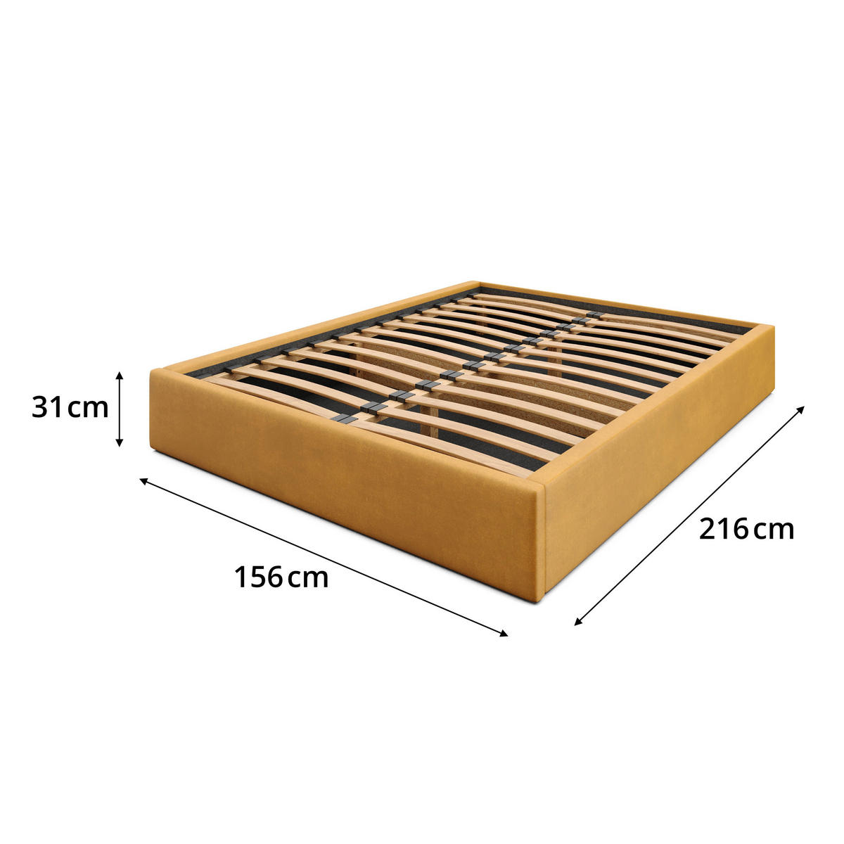 POLSTERBETT 140x200cm Bett mit Stauraum Lattenrost Gelb - Gelb, Holz/Holzwerkstoff (140/200cm) - Muralo