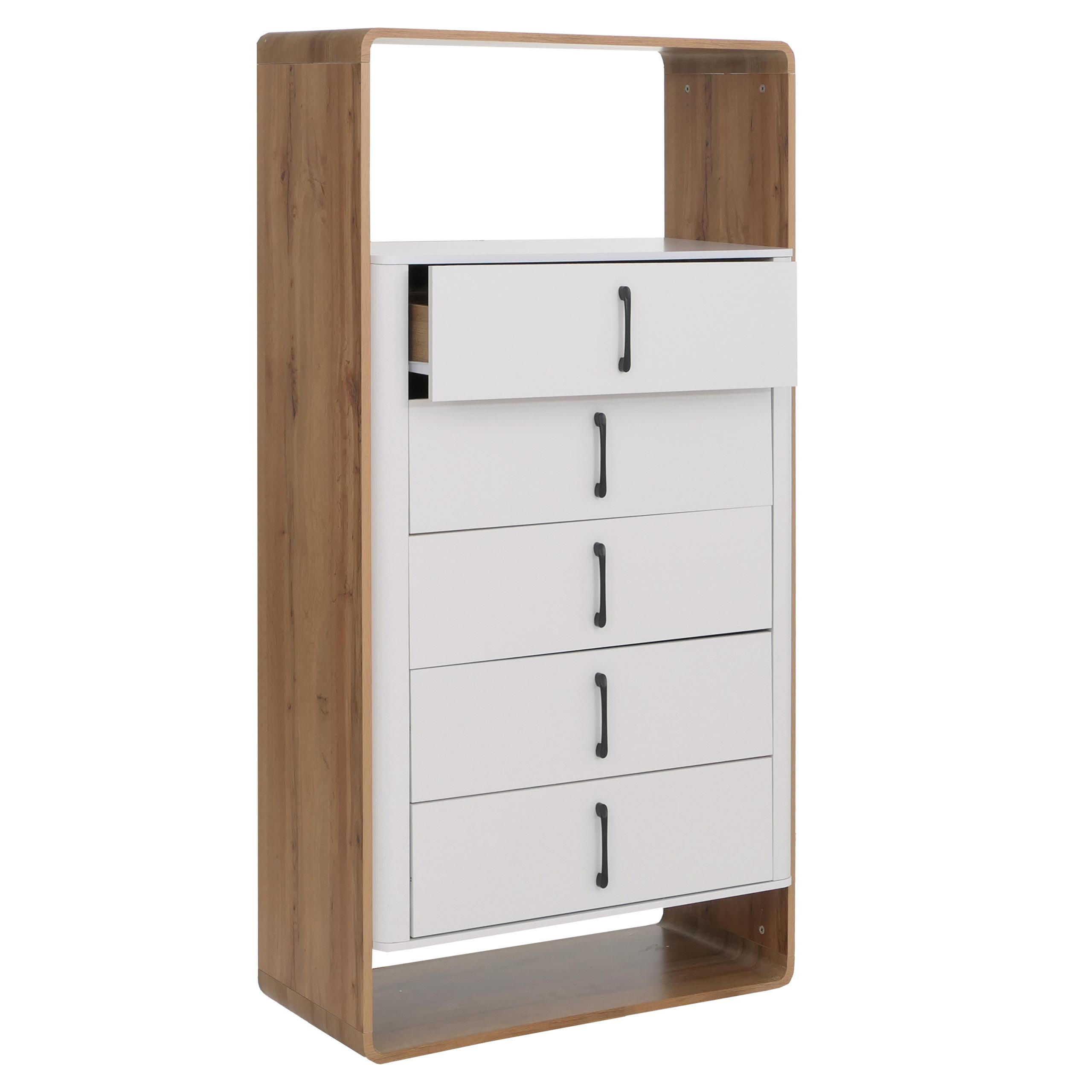 KOMODA Bílá, hnědá - bílá/hnědá, dřevo (80/155/41cm) - MCW