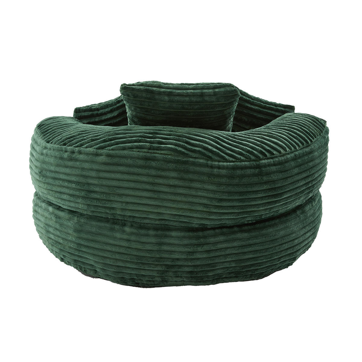 SITZSACK 1-Sitzer 108/108/52 cm in Dunkelgrün aus Cord - Dunkelgrün, Textil (108/52/108cm) - CHICFURN