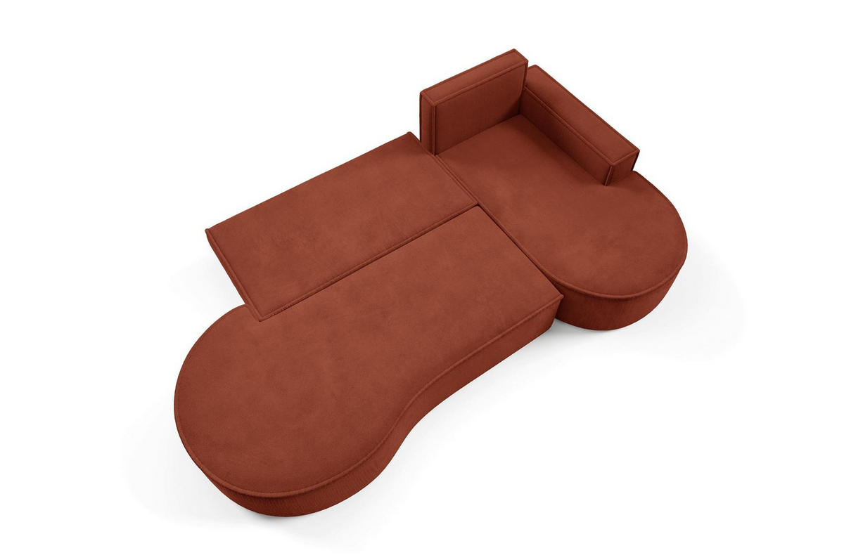 ECKSOFA Flow Rot, mit Schlaffunktion und Kissen in Curio Stoff, linke seite - Rot, Holzwerkstoff/Textil (277/157cm) - Bettso