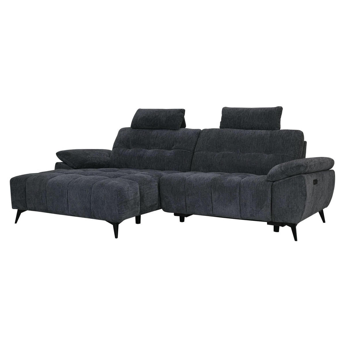 ECKSOFA Webstoff Grau - Schwarz/Grau, Textil/Metall (268/156cm) - Furnhouse