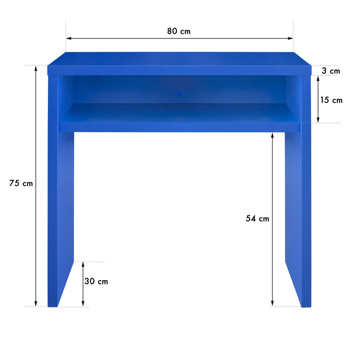 KONSOLE Widerstandsfähig, MDF 3 cm, Preußischblau, 80/30cm GERALDINE - Blau, Holzwerkstoff (30/80/75cm) - RNT By Really Nice Things