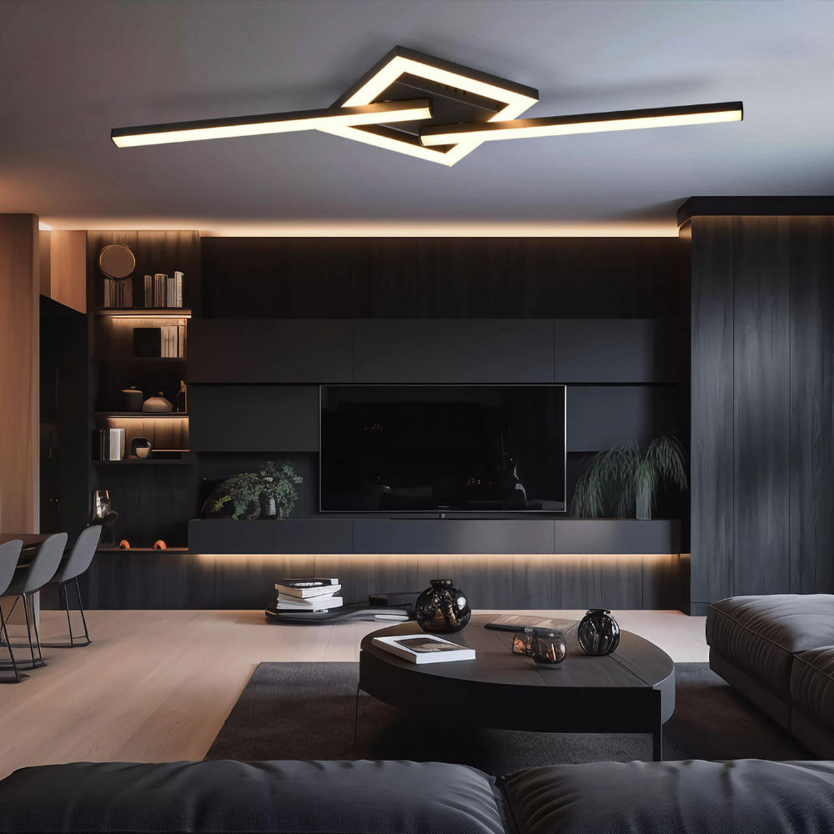 LED DECKENLEUCHTE Metall Schwarz matt - Schwarz, Metall (54/16/5cm)