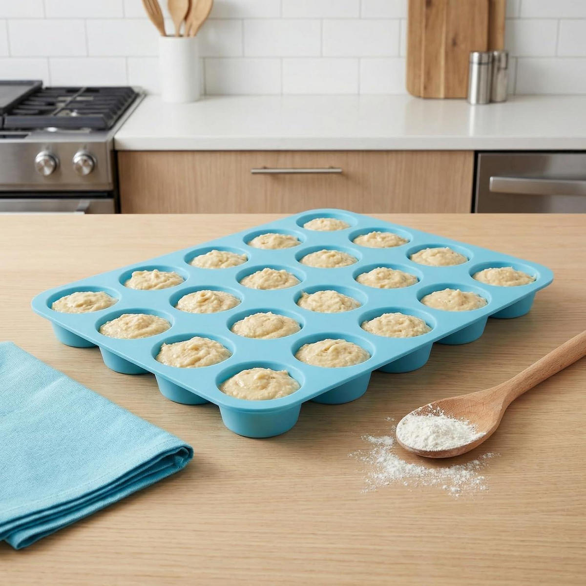 MUFFINBACKFORM 2-teiliges Set Silikon Blau - Blau, Kunststoff (22.5/2.5/32cm)