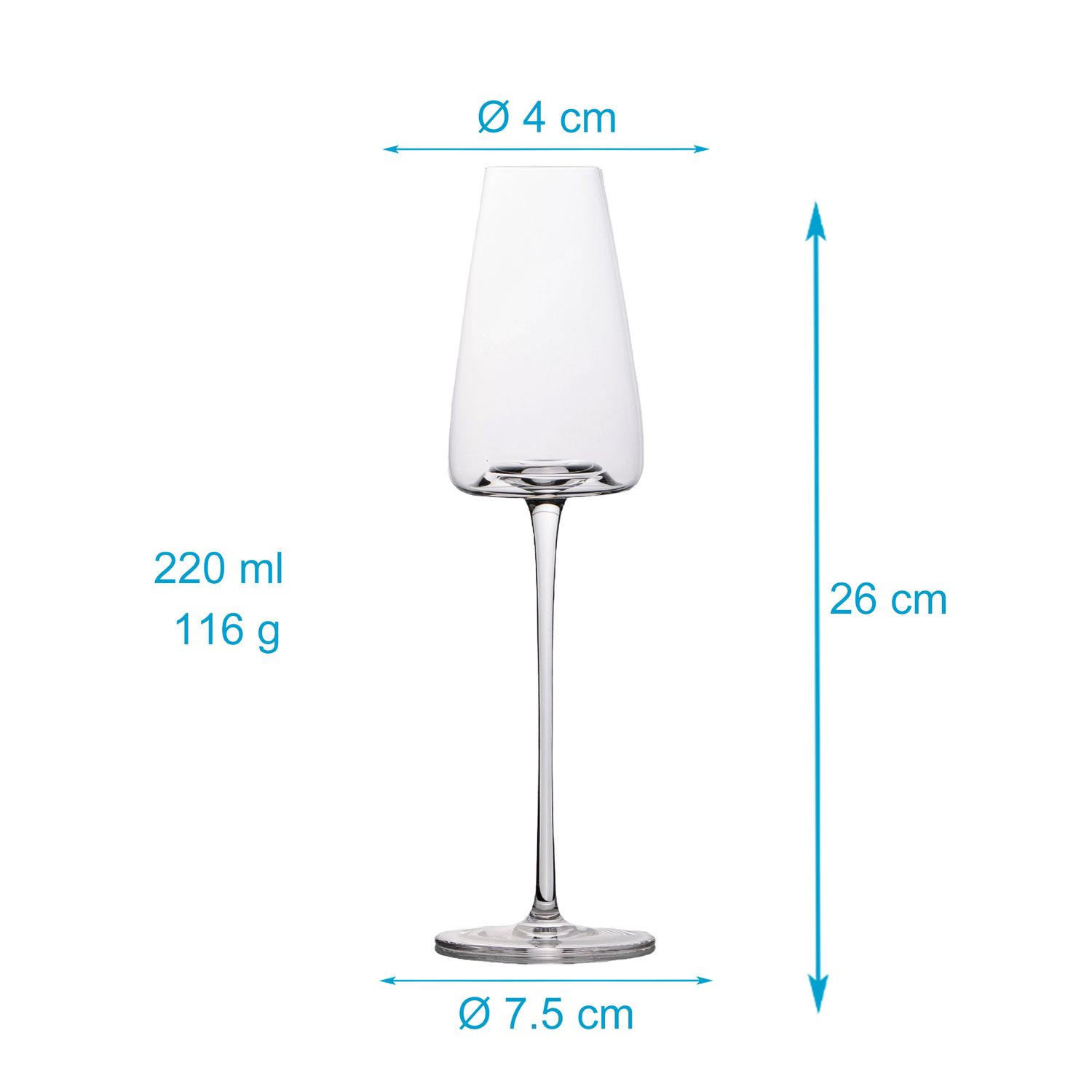 CHAMPAGNERGLÄSER 220 ml (4er-Set) - Transparent, Glas (0.2L) - Intirilife