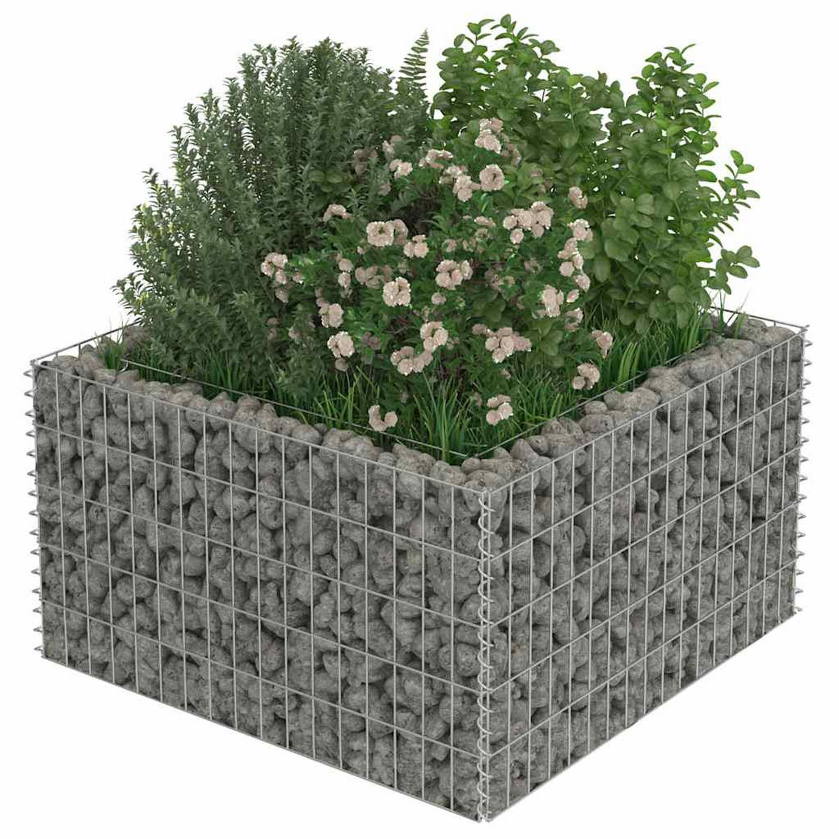 HOCHBEET aus Gabionen ROON aus Stahl 90x90x50 cm - Silberfarben, Metall (90/50/90cm) - DELUKE