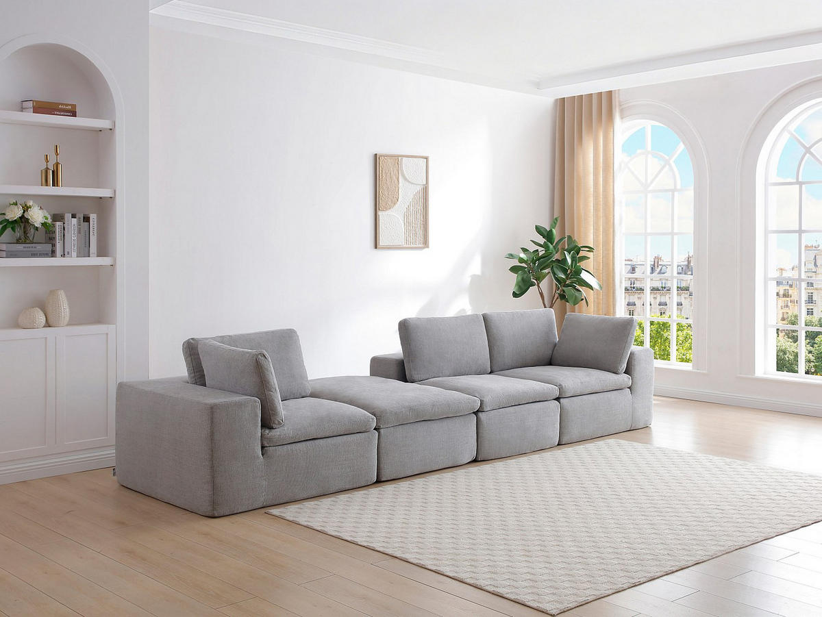 ECKSOFA modulbar - Stoff Grau - CORTOLINE - Grau, Textil (304/199cm) - Vente-Unique