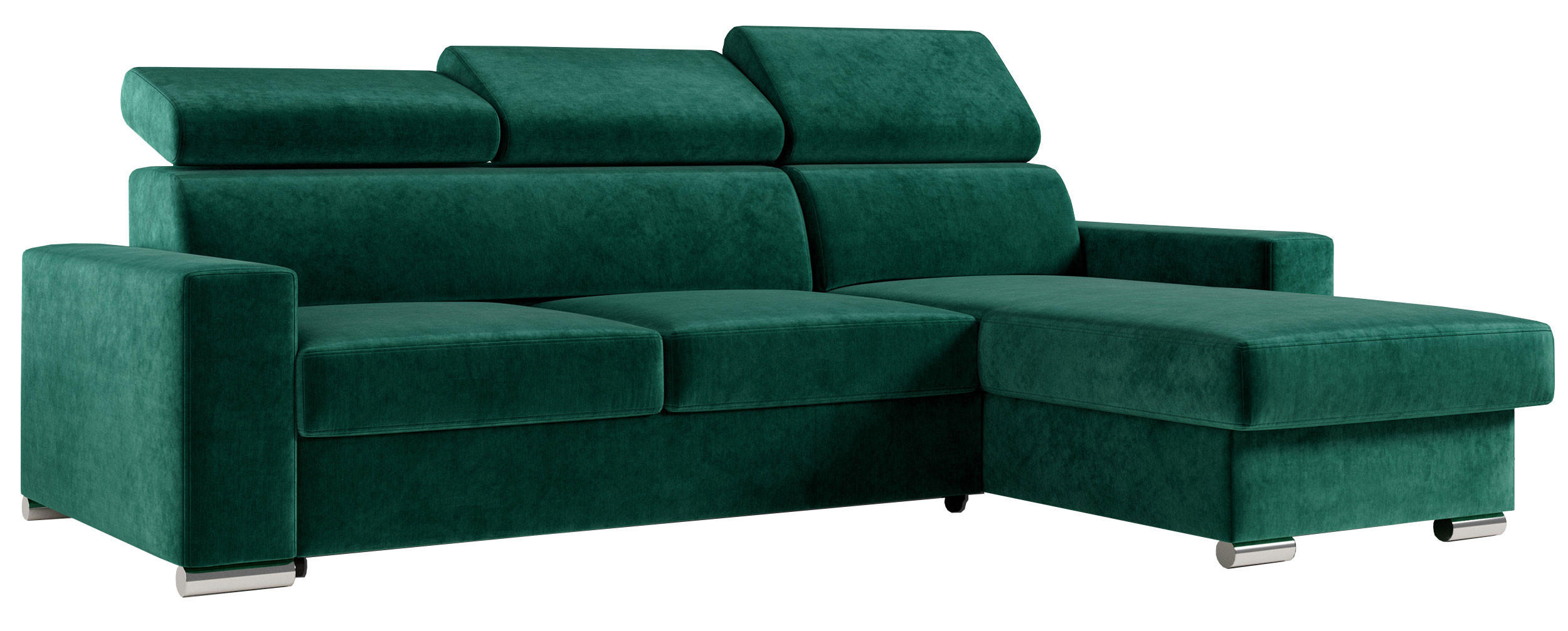 ECKSOFA FOX-L Dunkelgrün - Dunkelgrün/Silberfarben, Kunststoff/Textil (242/168cm) - MKS
