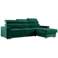ECKSOFA FOX-L Dunkelgrün - Dunkelgrün/Silberfarben, Kunststoff/Textil (242/168cm) - MKS