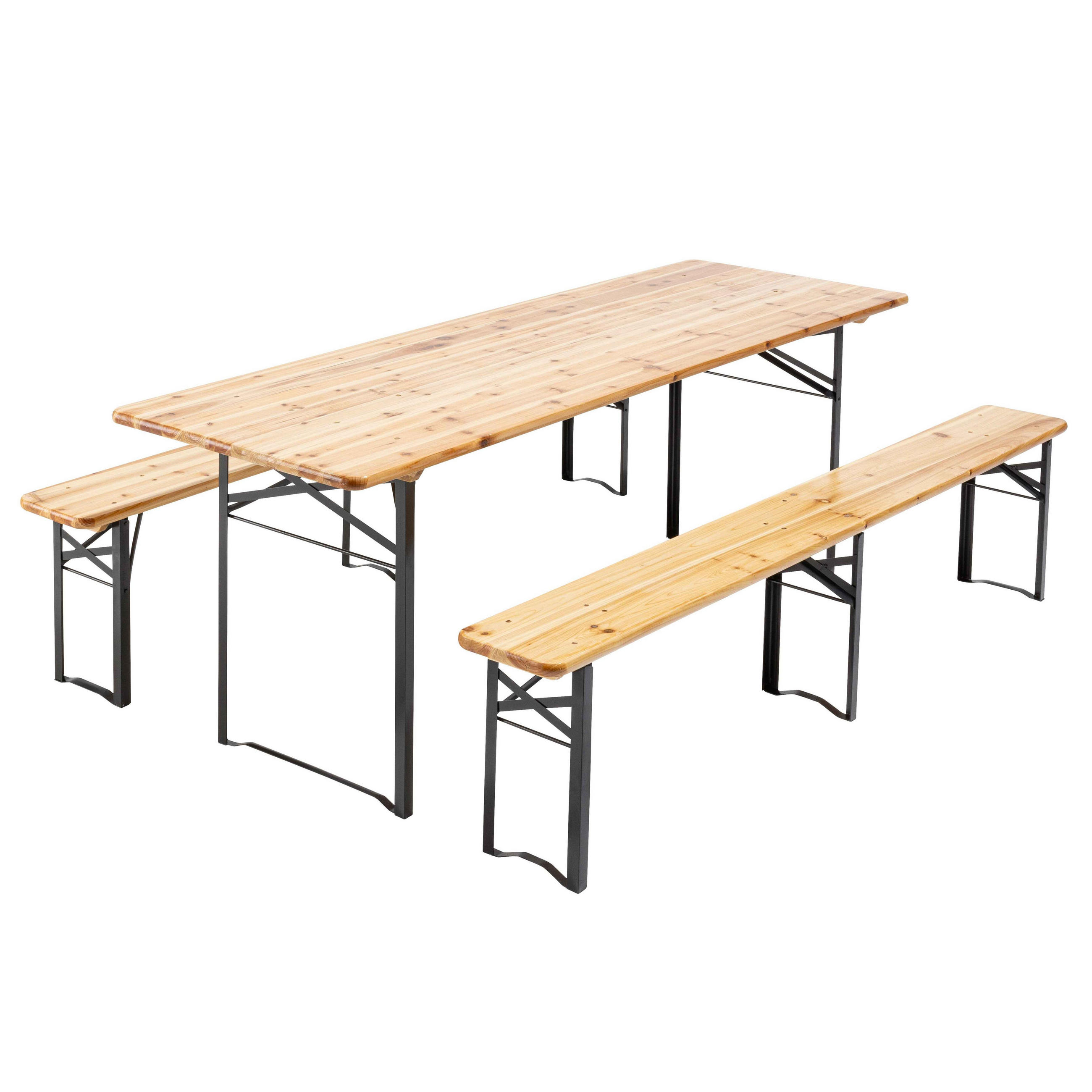 BIERTISCHGARNITUR 5er-Set, Holzfarbe - Braun, Holz - Oviala