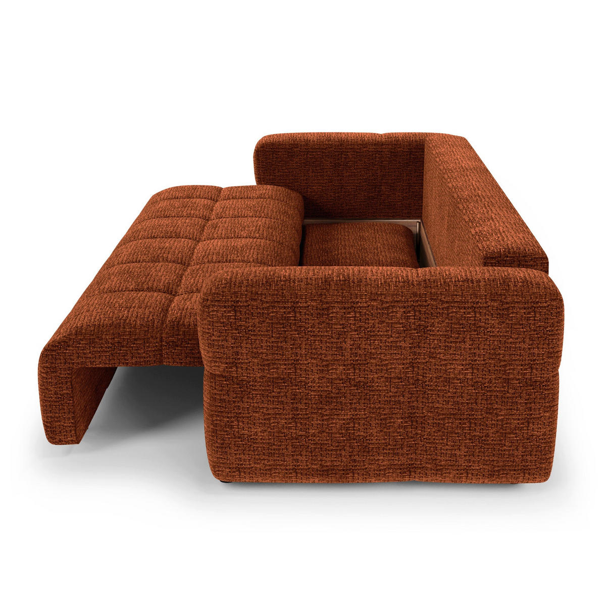 SCHLAFSOFA mit Stauraum VIBE Kettgewebe mit weichem Griff Terrakotta 247cm - Dunkelorange/Terracotta, Textil (247/90/102cm) - Premium Interiors
