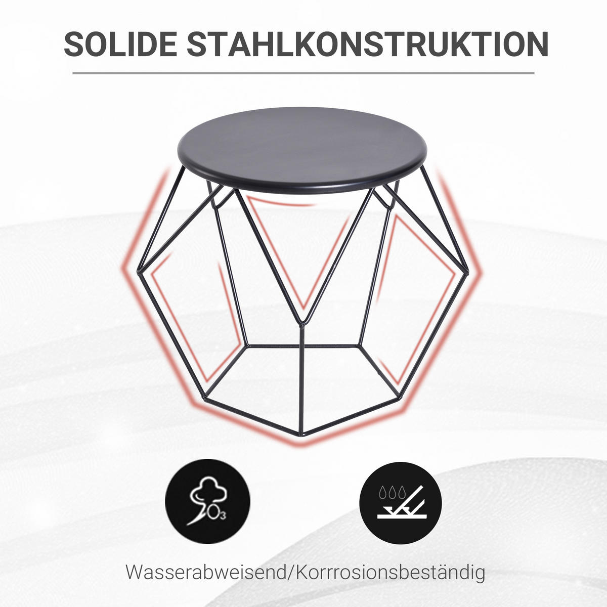 METALL-COUCHTISCH, Schwarz - Schwarz, Metall (51/51/44cm) - HOMCOM