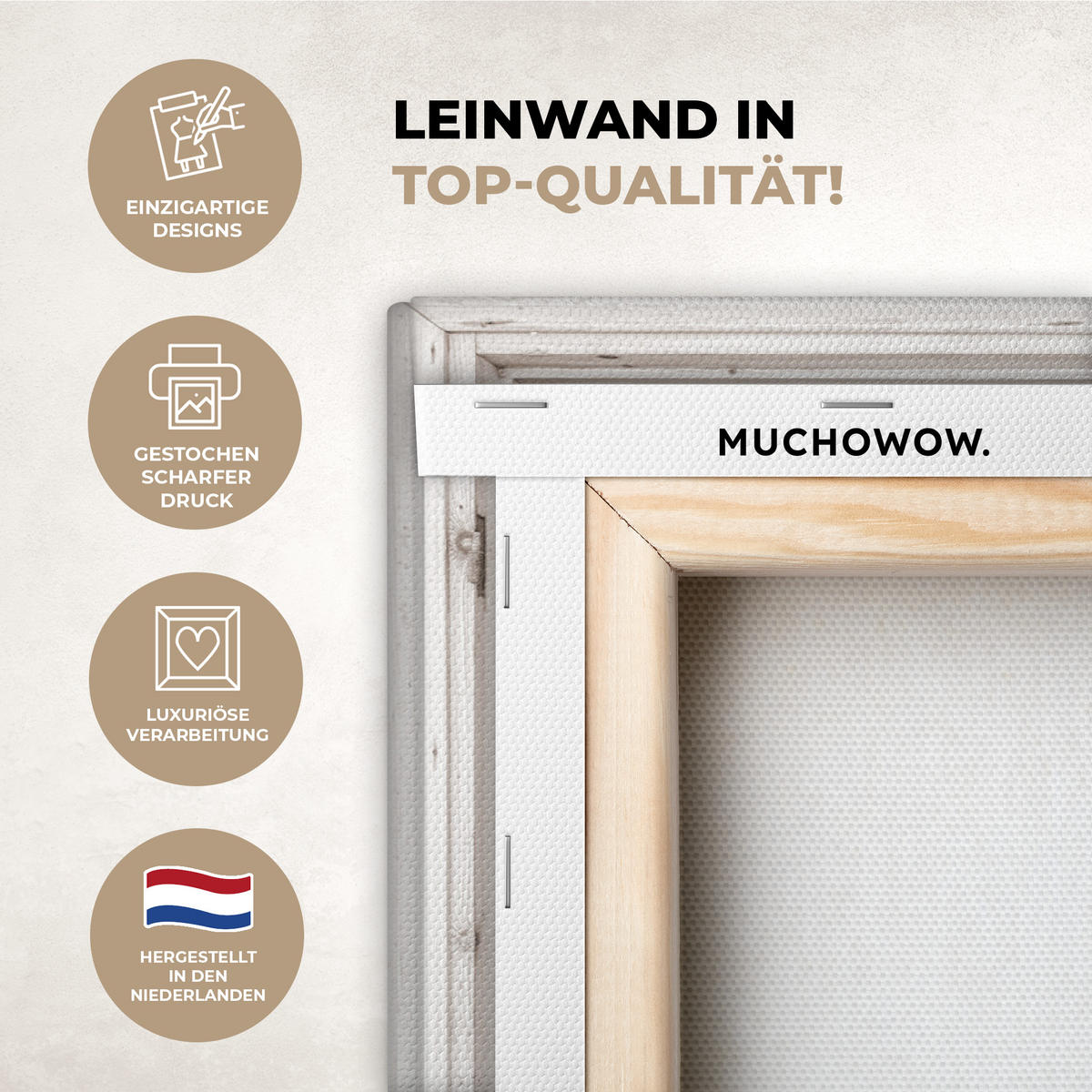 LEINWANDBILD Durchblick - Schottische Highlander - Tiere Wanddeko 90x60 cm - Hellbraun, Textil (90/60cm) - MuchoWow