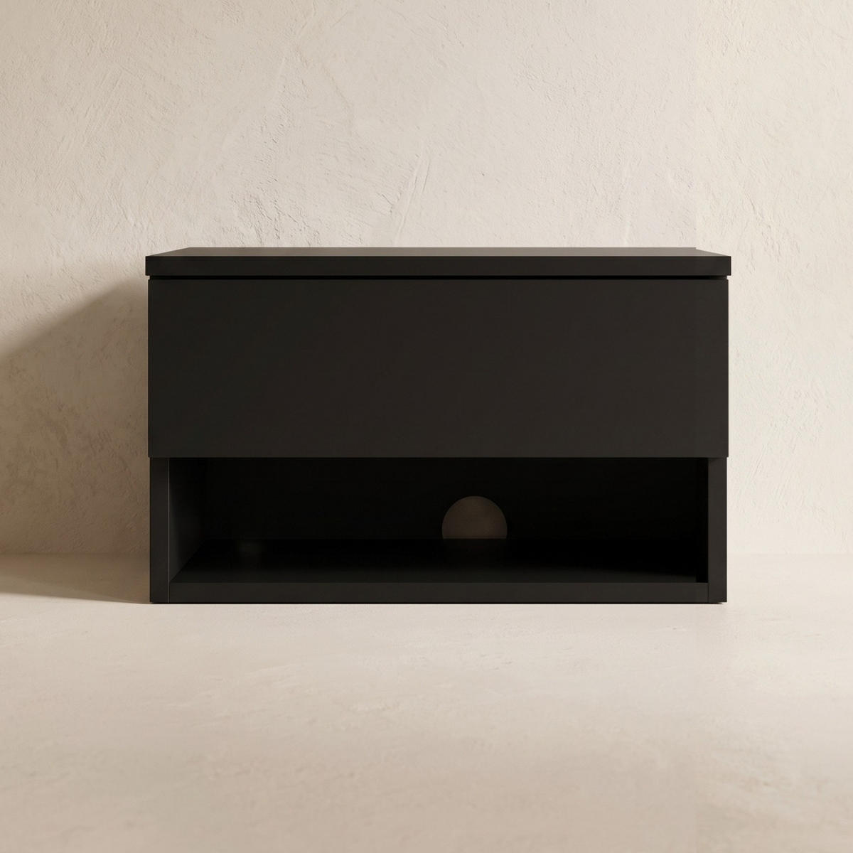 WAND-NACHTTISCH mit Schublade und Regal 40/30/21,5 cm - Schwarz, Holzwerkstoff (30/21.5/40cm) - SCENA LIVING