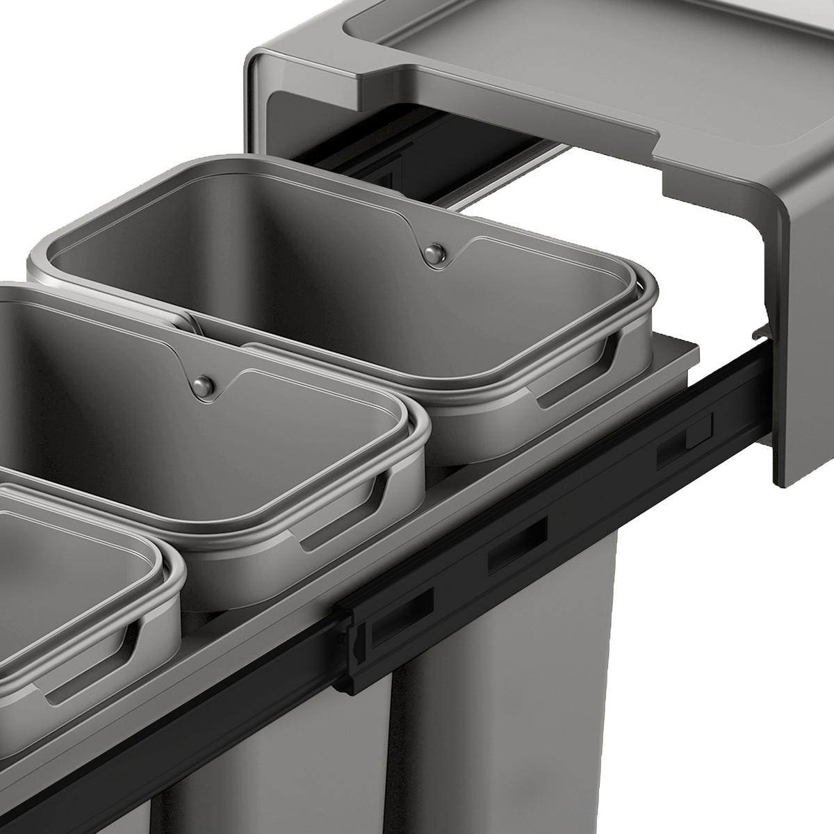 EINBAUMÜLLEIMER EM3x10 30L - Grau, Kunststoff (25/42/48cm) - SVITA