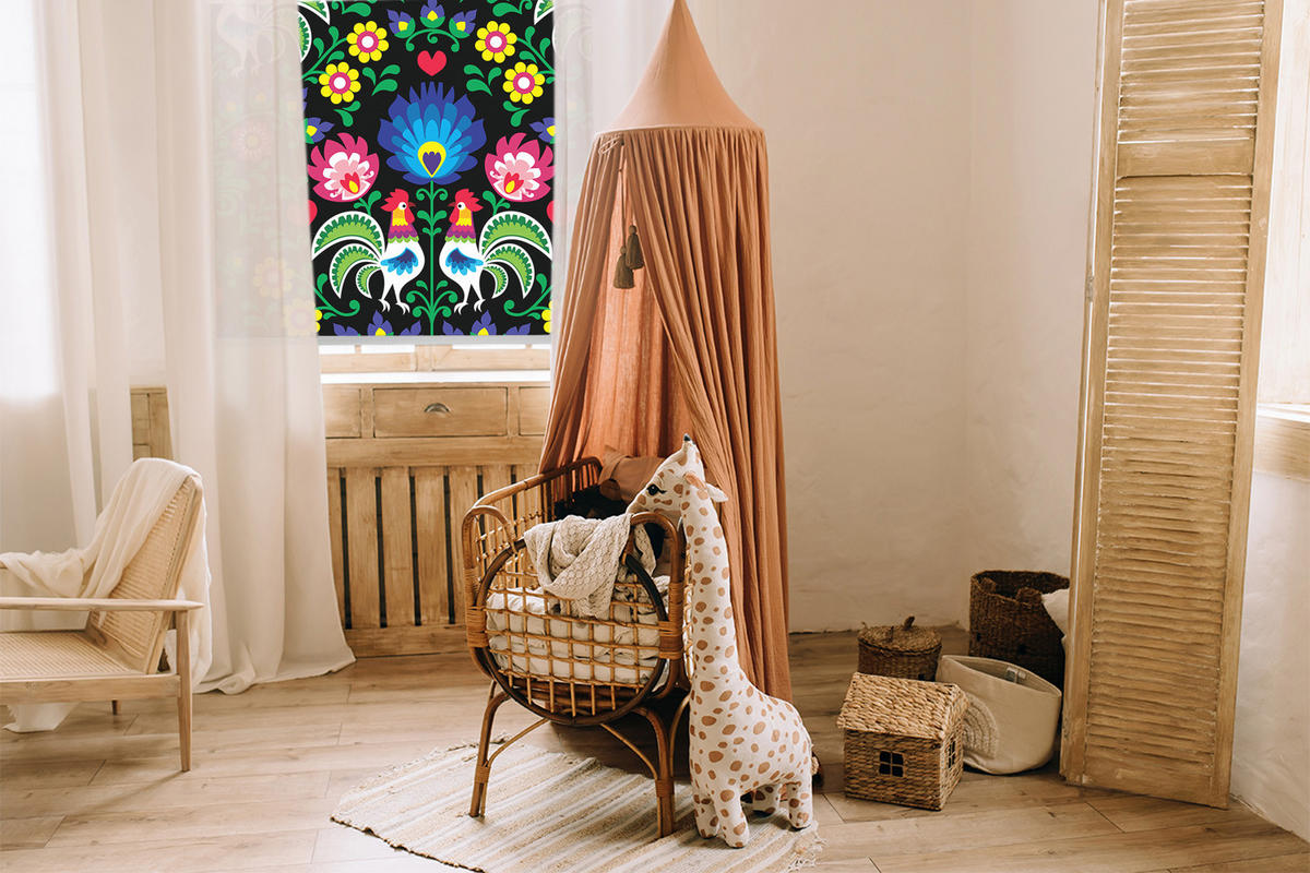 VNÚTORNÁ roleta - okenná roleta - roleta - 60x140 cm - Farebné kohúty - modrá, plast (60/140/0.5cm) - TULUP