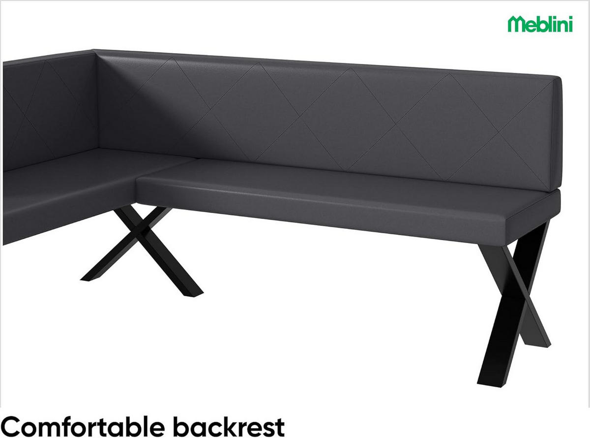 ECKBANK ERIC_X - Grau, Leder (128/168cm) - Meblini