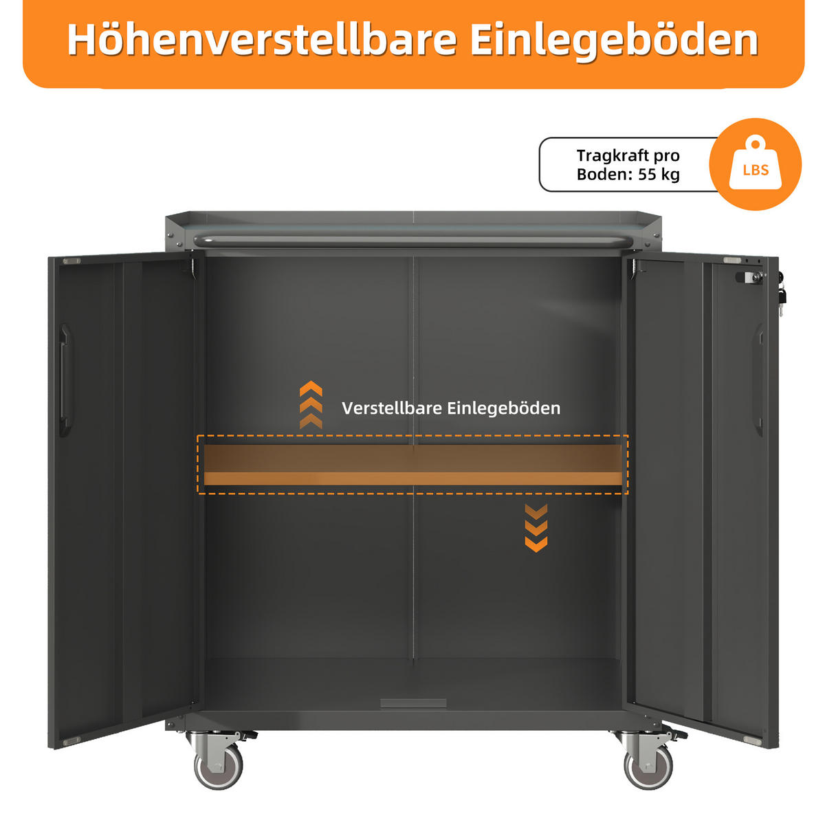 KOMBINATIONSKOFFER – 75 × 42 × 88 cm - Schwarz, Metall (42/88.01/75.01cm) - DCA