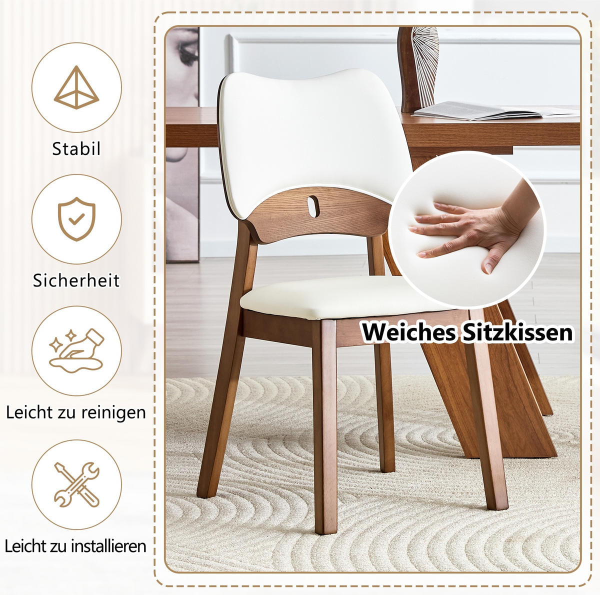 ESSZIMMERSTUHL 2er-Set Schmetterlingsrückenlehne Weiß - Weiß, Holz (43/87.5/51cm) - Meubliv