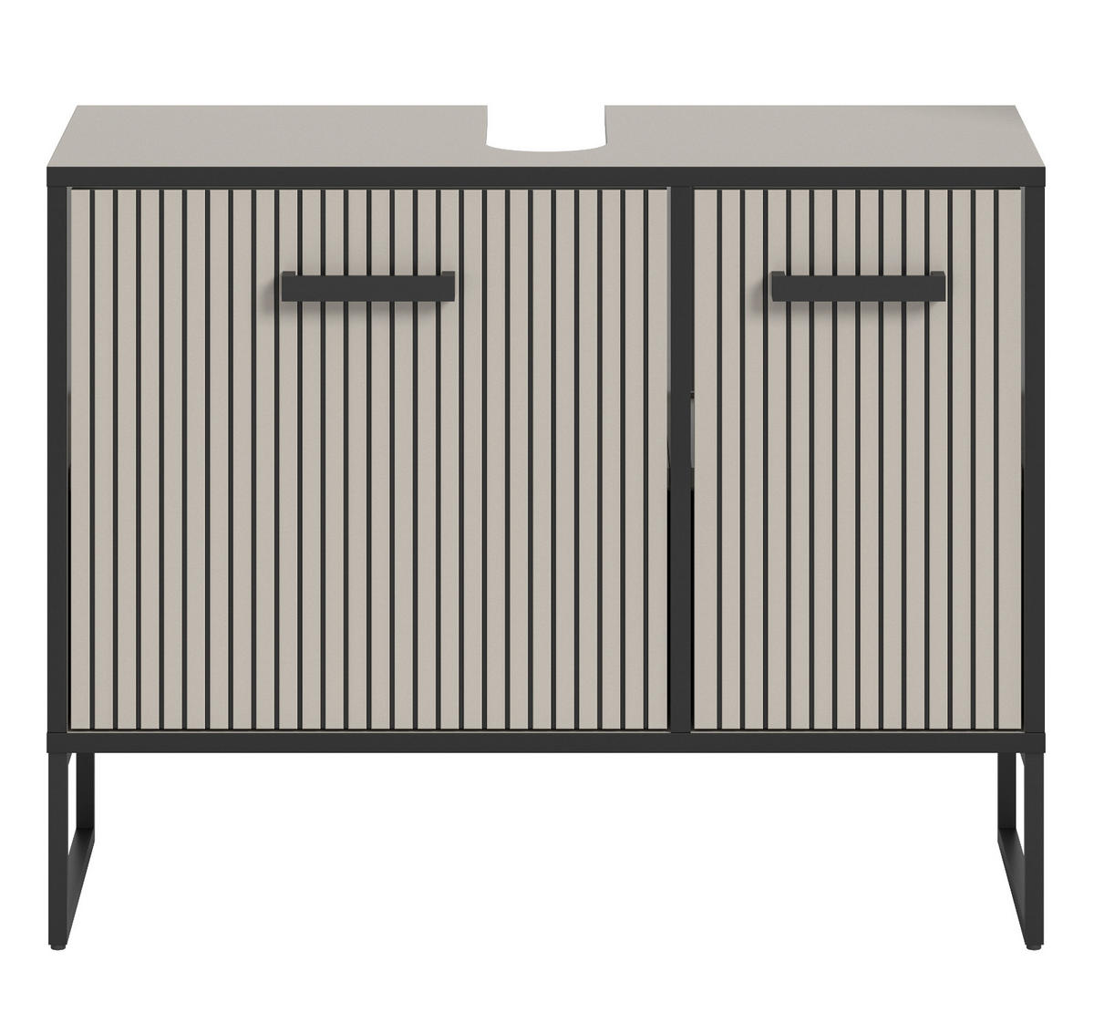 WASCHBECKENUNTERSCHRANK schwarz, sand 80 cm mit Soft-Close - Sandfarben/Schwarz, Holzwerkstoff/Metall (80/63/36cm) - Inn.Furn