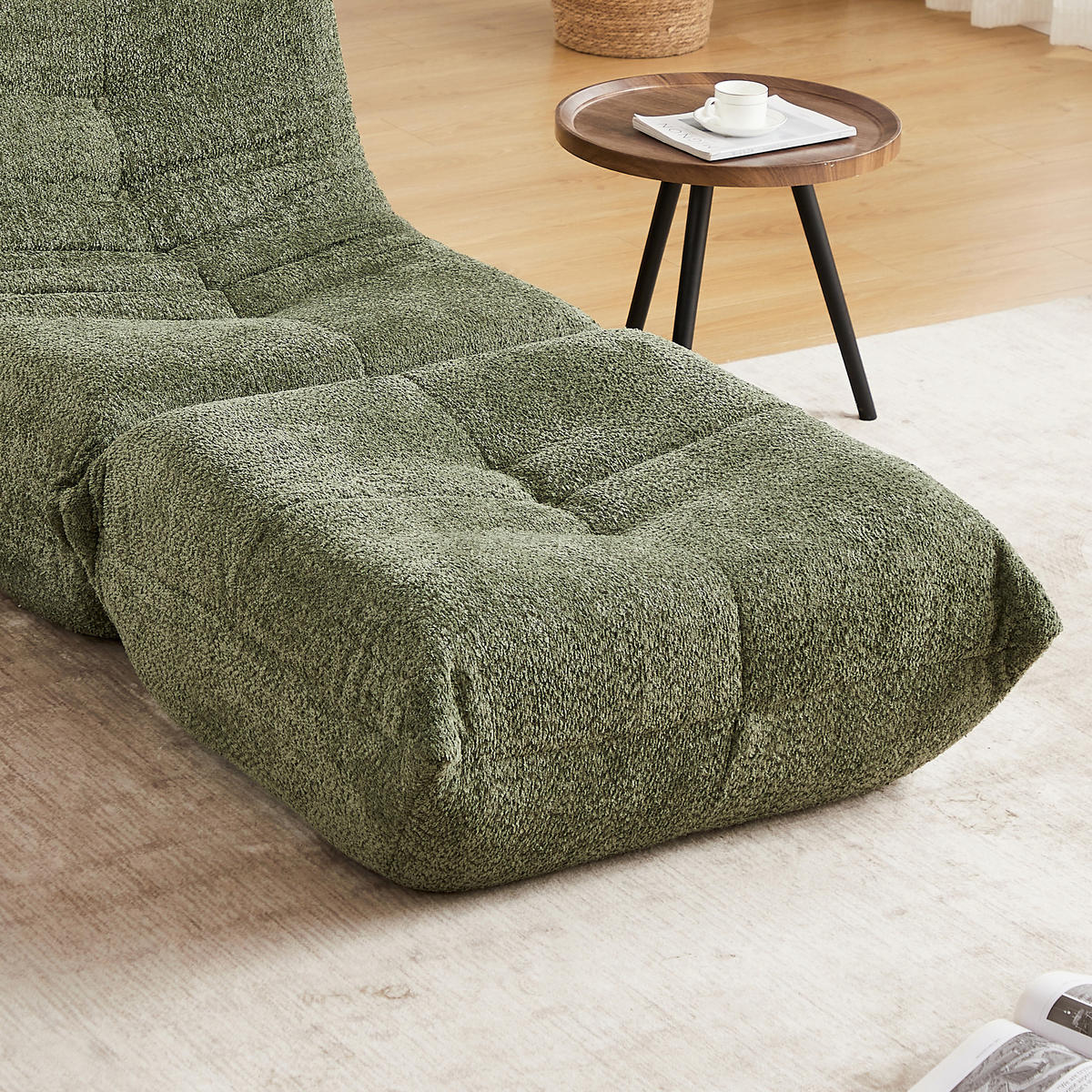 SITZSACK Chenille Grün mit Kissen - Grün, Textil (94/34/83cm) - WISHDOR
