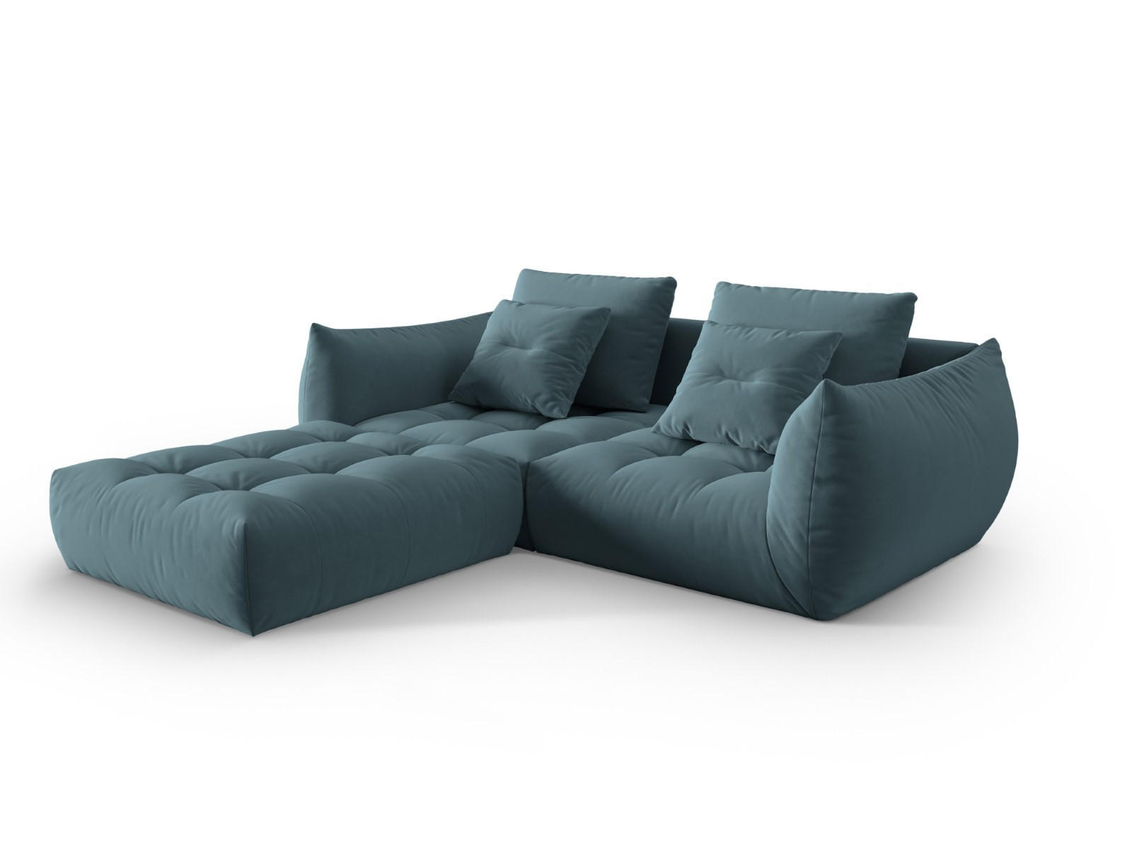 SOFA modular Bloom aus Samt pastellblau 3 Sitzplätze - Pastellblau, Textil (216/232cm) - Micadoni