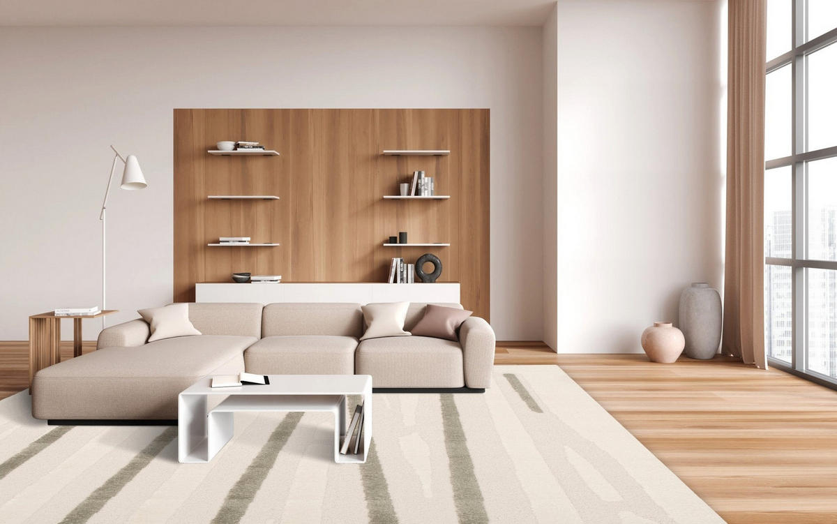 TEPPICH sehr weich mit Relief-Effekt beige - Beige, Textil (160/230cm) - AFK Living